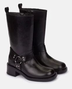 Mujer Yokono Botines|Botas|Bota Plana SPA-003 NEGRO
