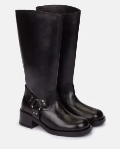 Mujer Yokono Botas|Bota Plana SPA-004 NEGRO