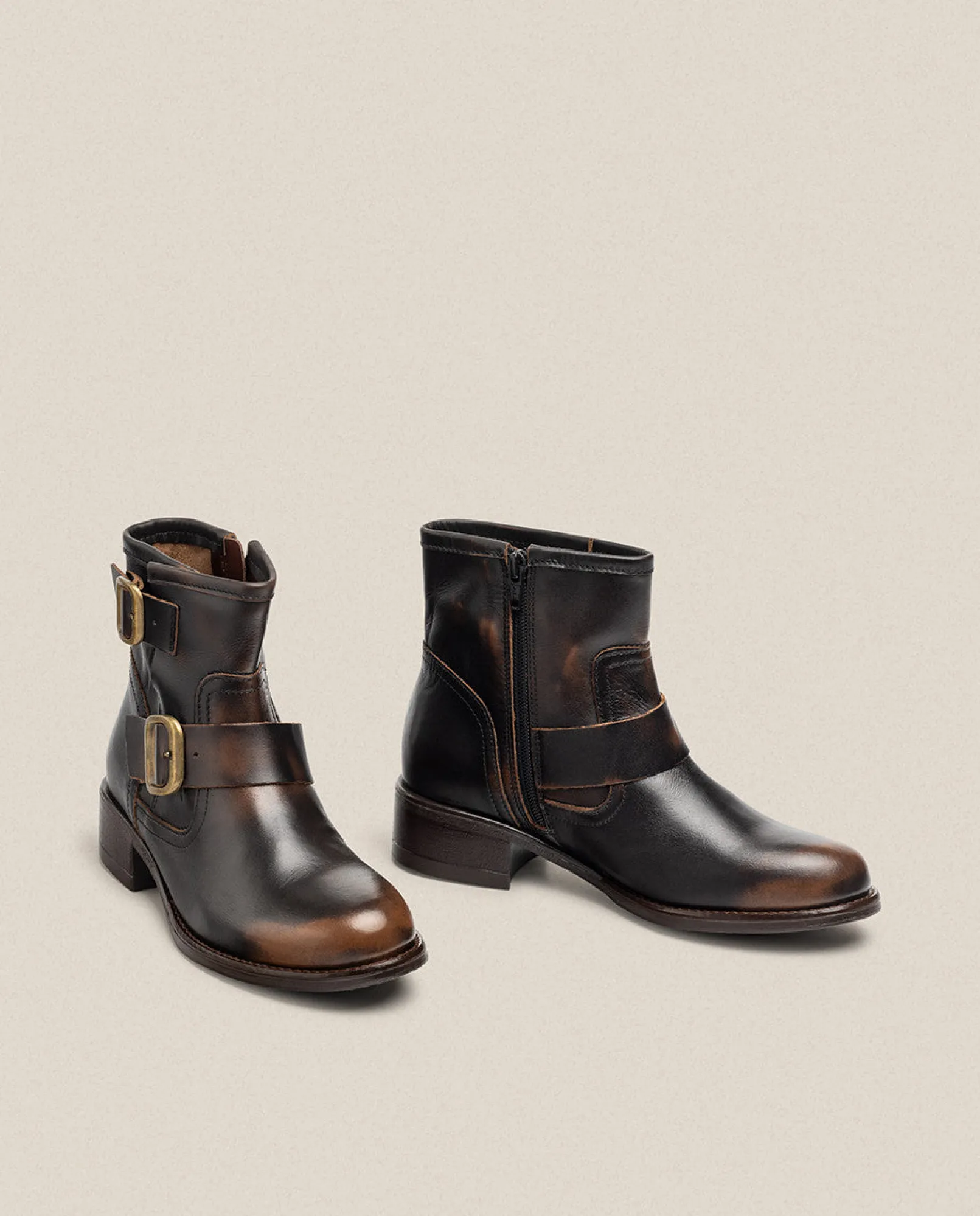 Mujer Yokono Botines|Botín Plano MONS-006 Marrón