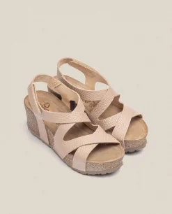 Mujer Yokono Sandalias De Cuña|Sandalia Cuña Bari 303 Beige