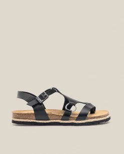 Mujer Yokono Sandalias De Plataforma|Sandalias Planas|Sandalia Plana Chipre 021 Negro