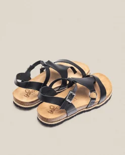 Mujer Yokono Sandalias De Plataforma|Sandalias Planas|Sandalia Plana Chipre 021 Negro