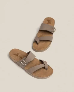 Mujer Yokono Sandalias Planas|Sandalia Plana Jerba 091 Marrón