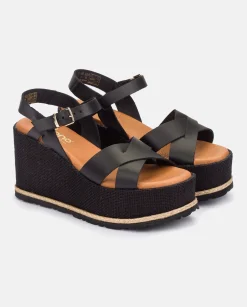 Mujer Yokono Sandalias De Cuña|Sandalia Plana Lanzarote 003 Negro