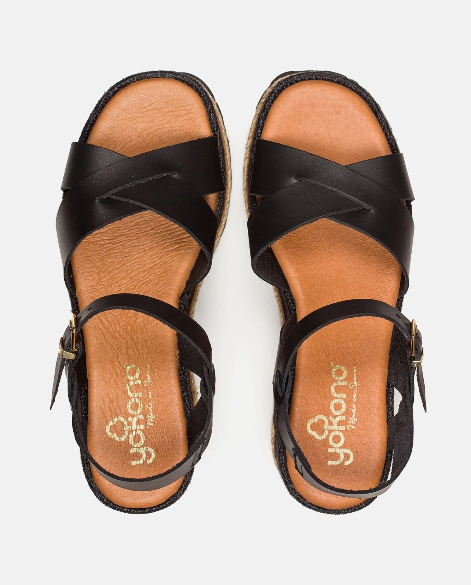Mujer Yokono Sandalias De Cuña|Sandalia Plana Lanzarote 003 Negro